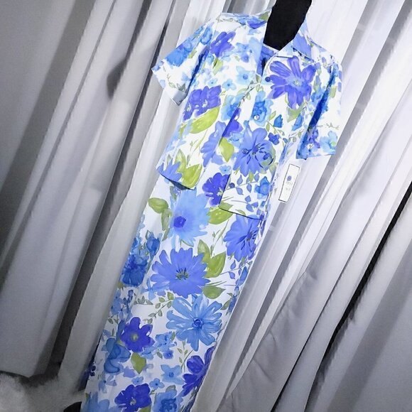 Willow Ridge 2 pc Floral Blue Purple White Suit, Size 10 - Picture 2 of 11